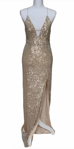 Sequined Criss-Cross Back Gown