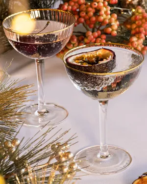 Set of 4 Gold Rimmed Champagne Saucers