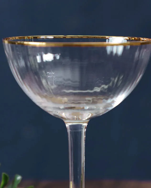 Set of 4 Gold Rimmed Champagne Saucers