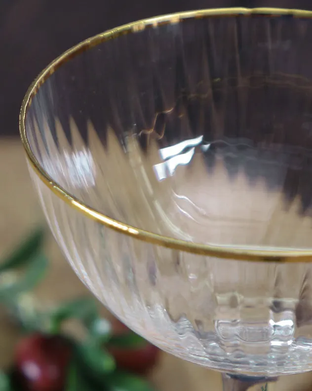 Set of 4 Gold Rimmed Champagne Saucers