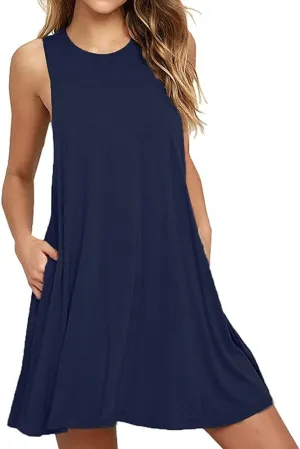 Short/Long Sleeve Women's Cold Shoulder Dress with Pockets Casual Swing T-Shirt Dresses