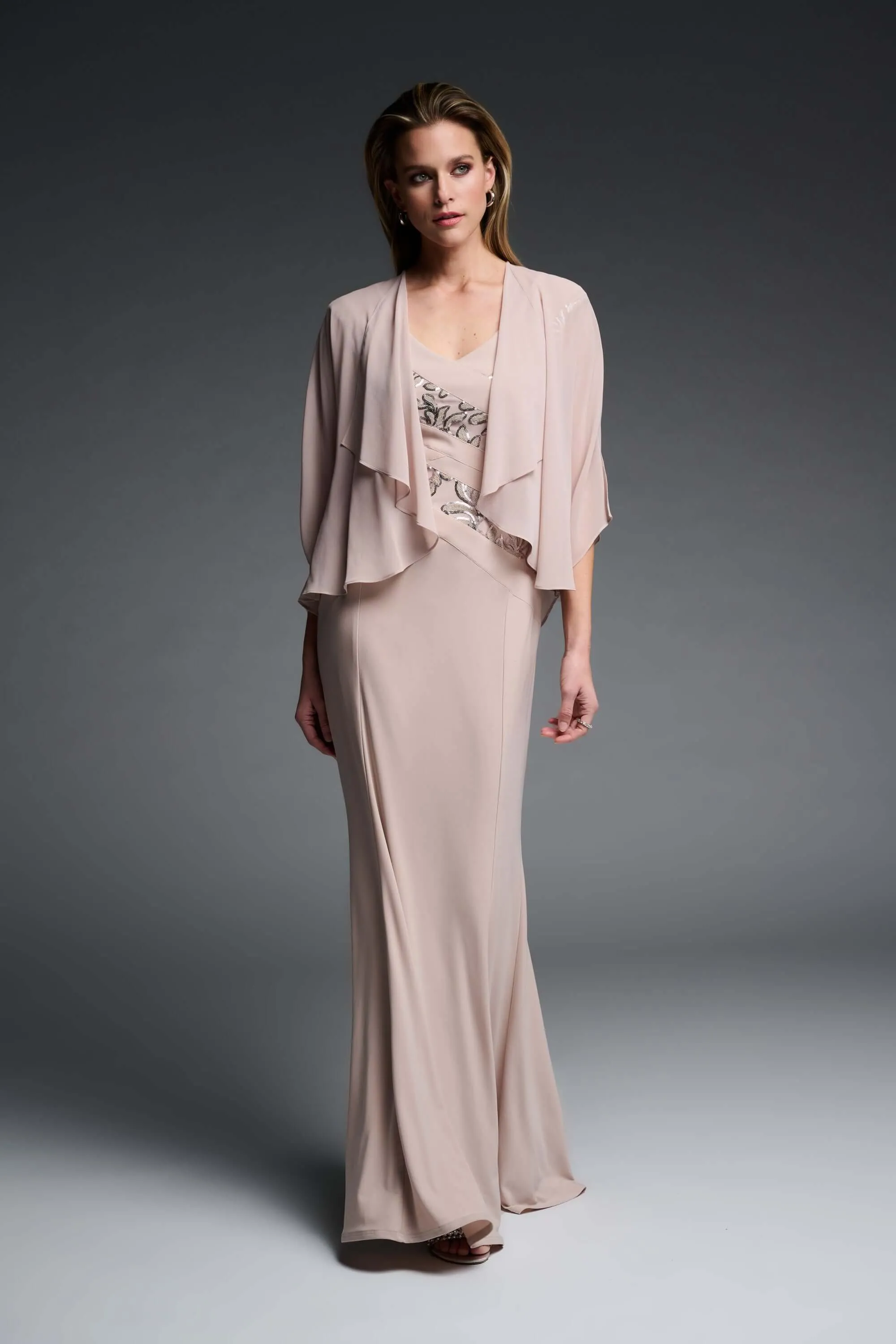 Signature by Joseph Ribkoff Chiffon Cover Up in Sand 223764