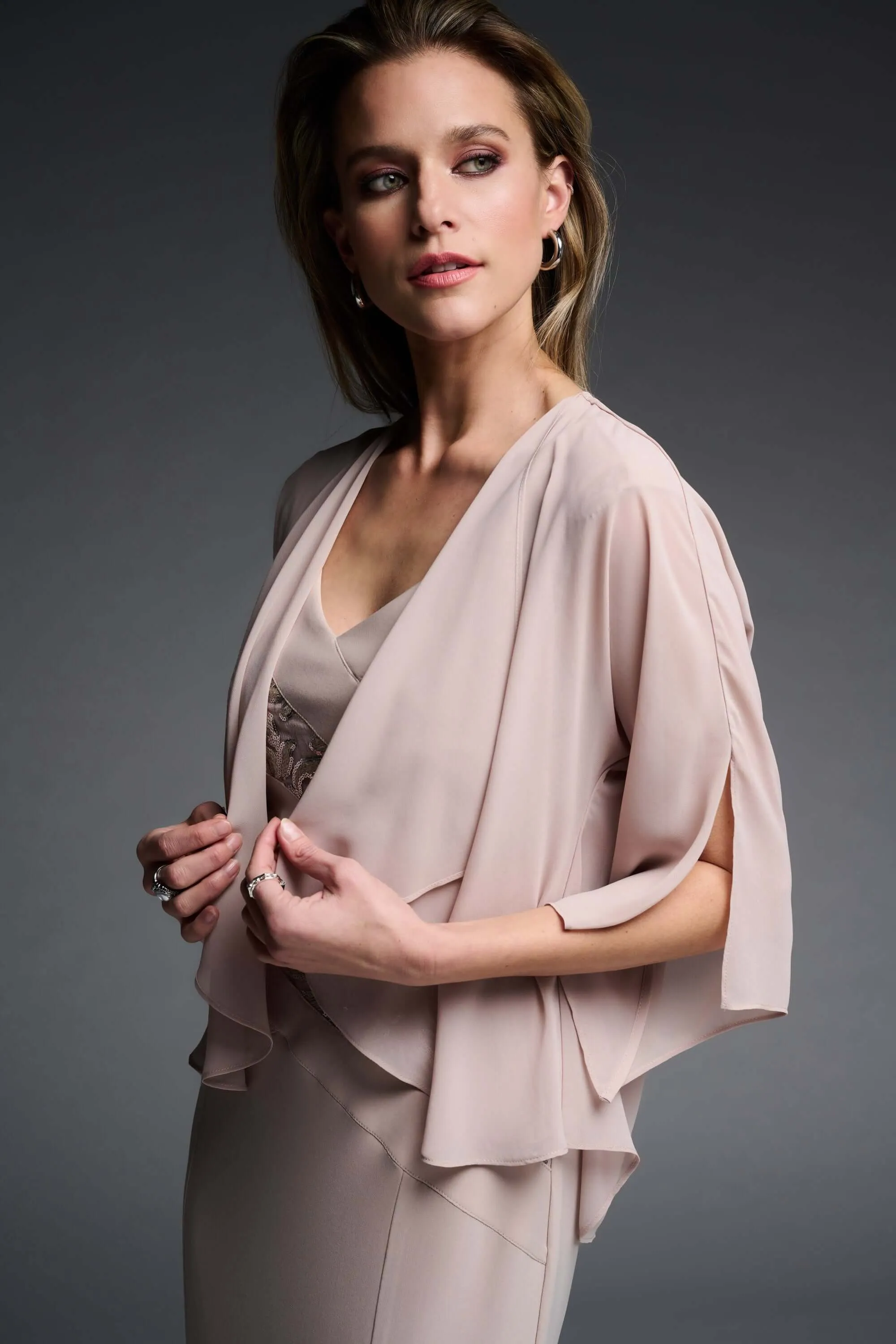Signature by Joseph Ribkoff Chiffon Cover Up in Sand 223764