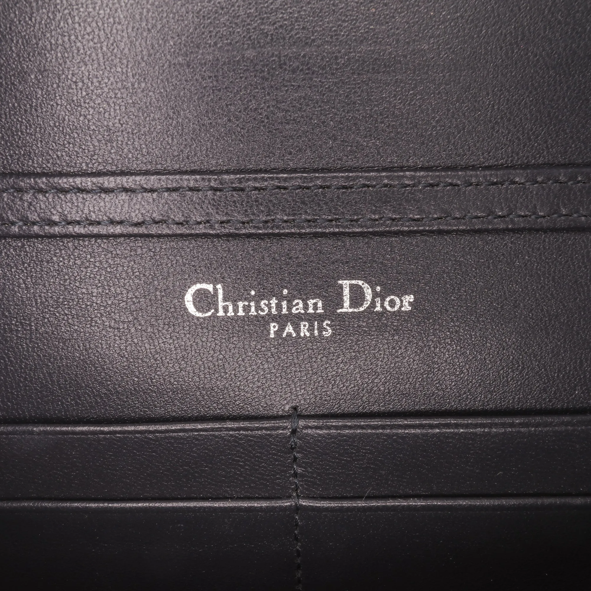 Silver Dior Metallic Patent Microcannage Diorama Wallet on Chain Crossbody Bag