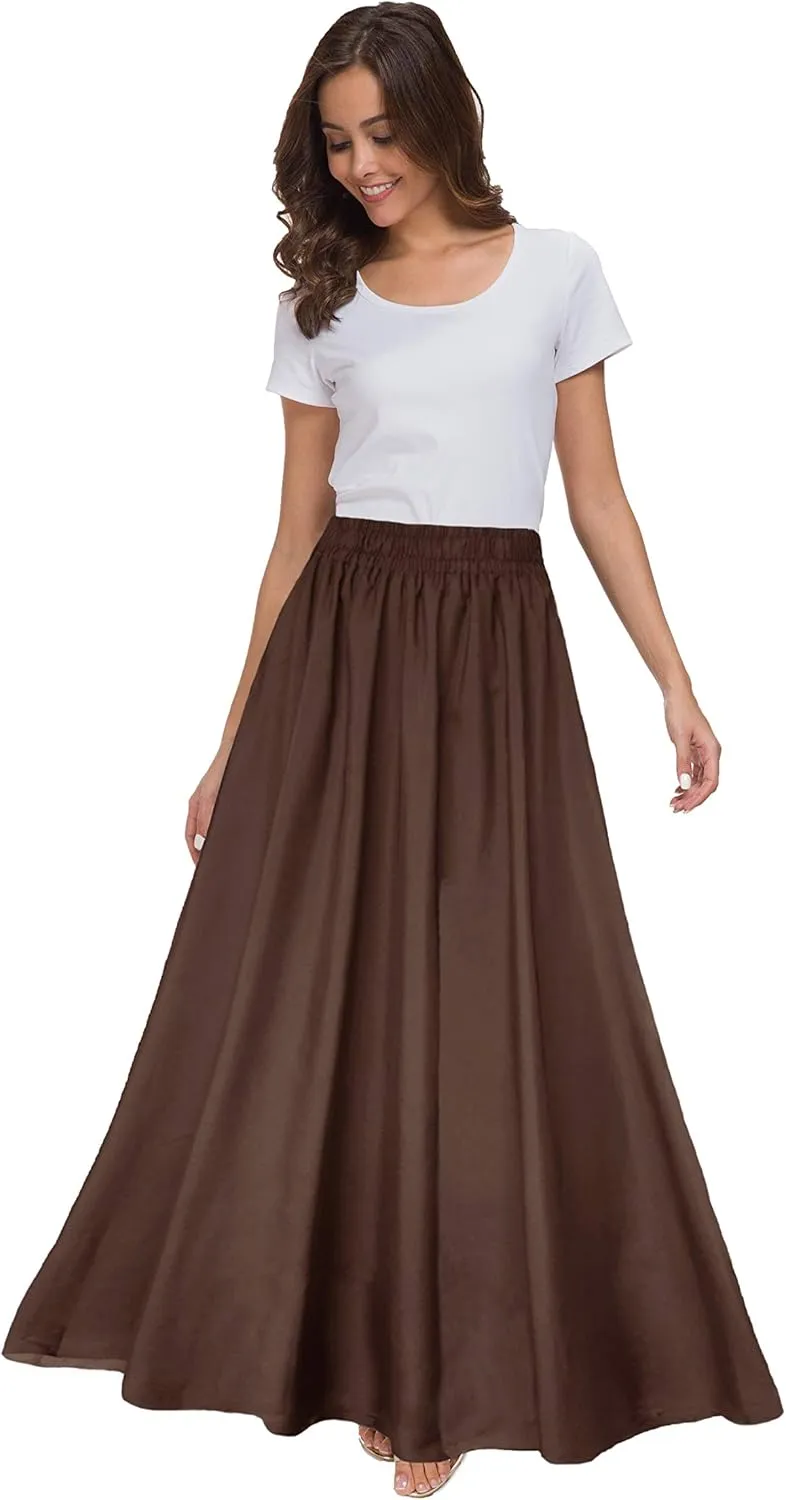 Sinono Womens Chiffon Retro Maxi Skirt Vintage Ankle-Length Skirts