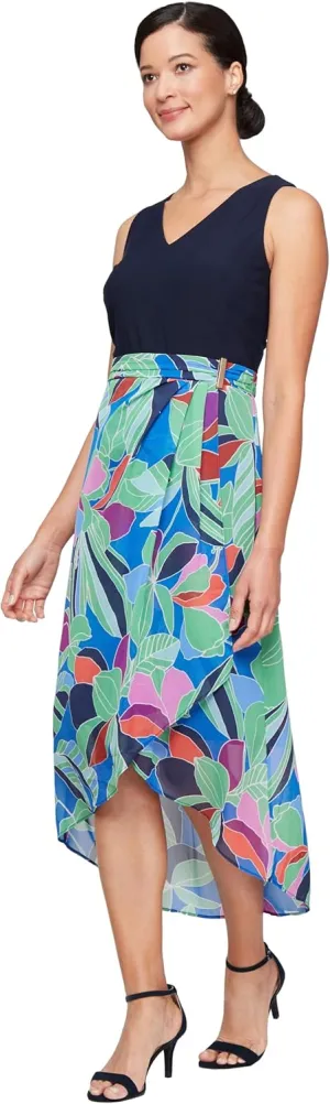 S.L. Fashions Women's Wedding Guest Dress with Stretch Knit Bodice, Perfect for Spring/Summer Casual to Formal Events