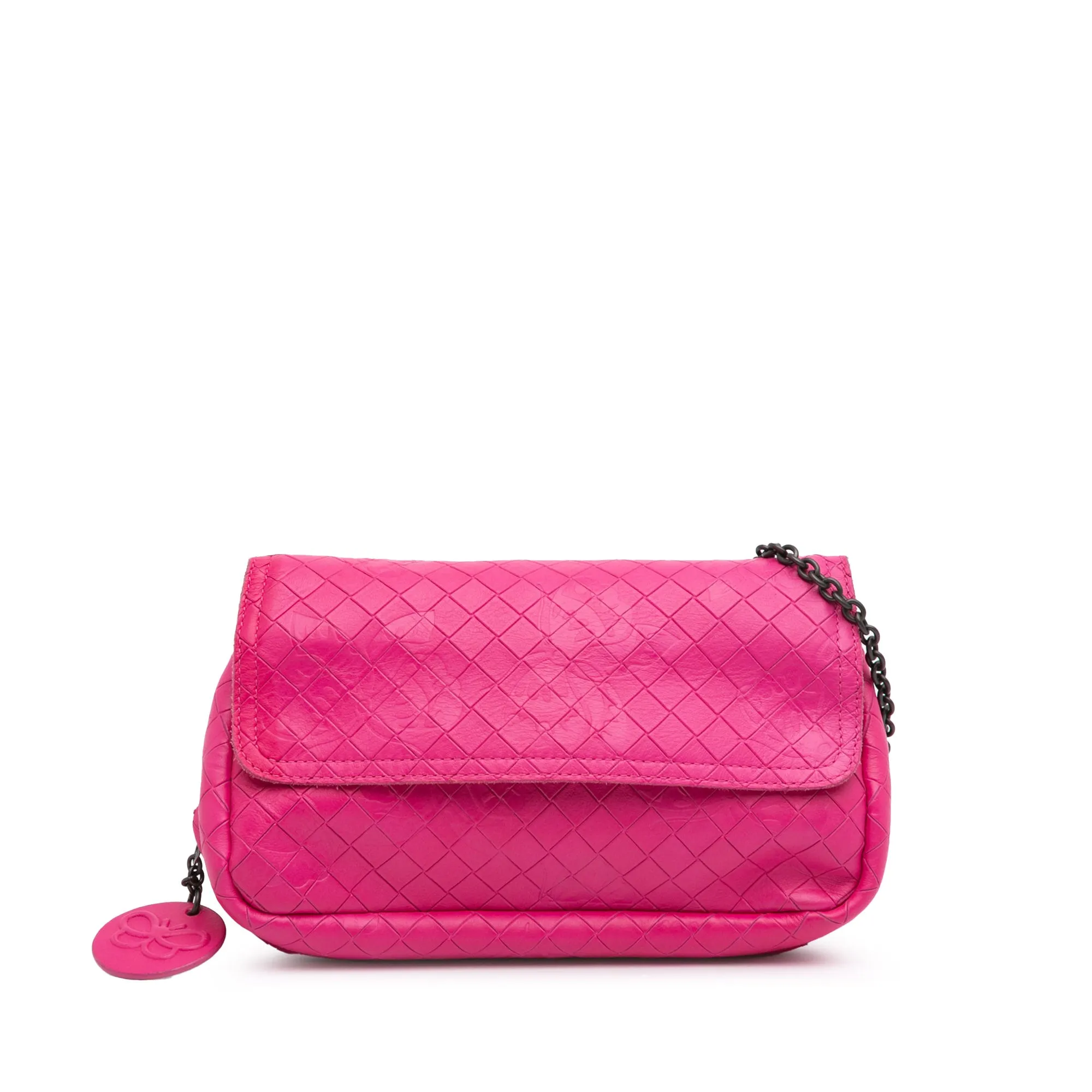 Small Calfskin Intrecciomirage Embossed Butterfly Chain Crossbody