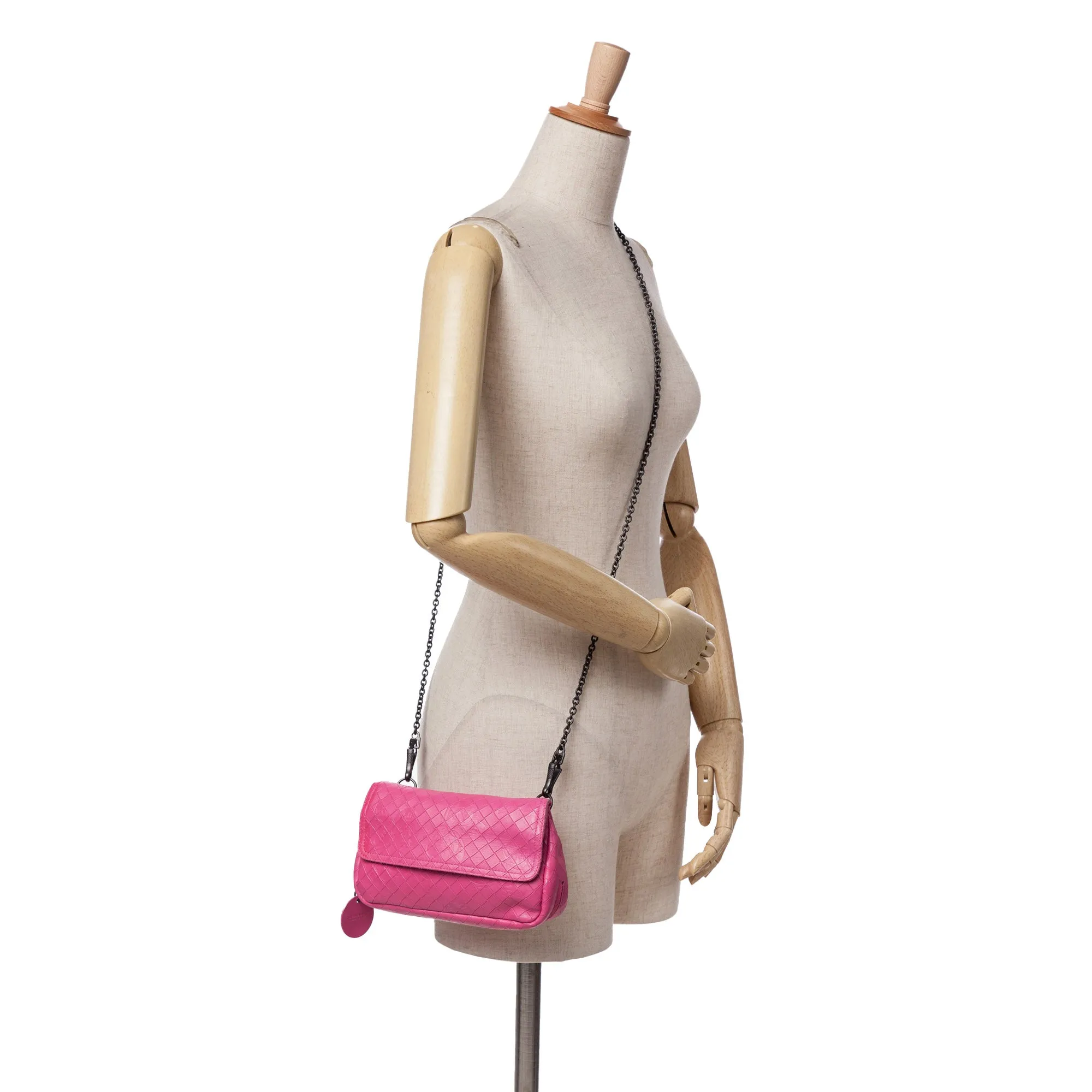 Small Calfskin Intrecciomirage Embossed Butterfly Chain Crossbody