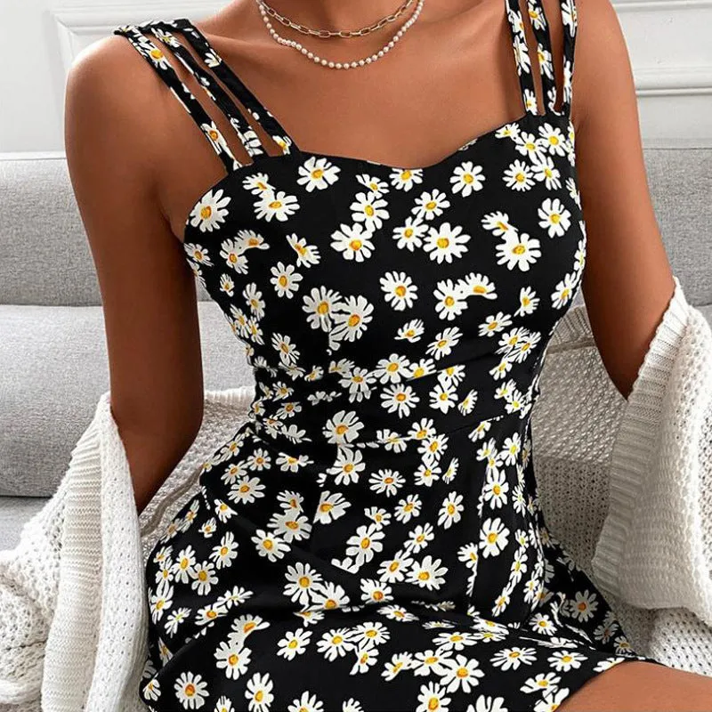 Small Floral Print Sundress with Shoulder Straps