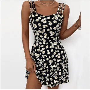 Small Floral Print Sundress with Shoulder Straps