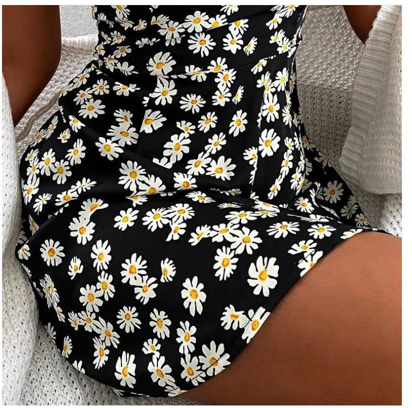 Small Floral Print Sundress with Shoulder Straps