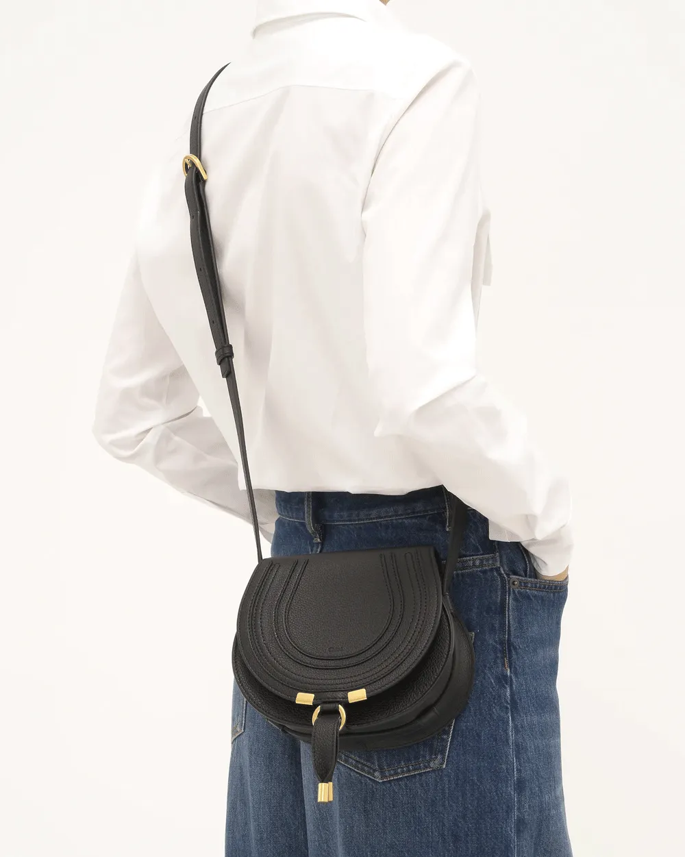 Small Marcie Saddle Bag in Black