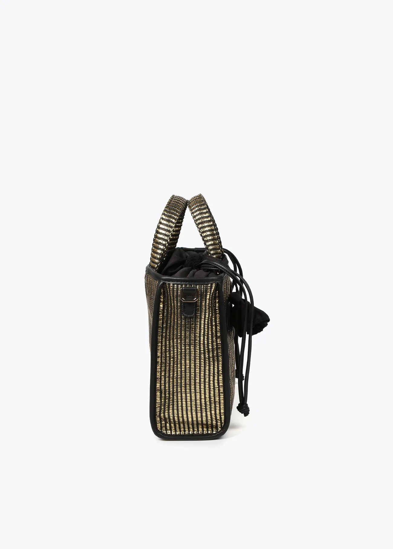 Small metallic raffia-effect tote bag