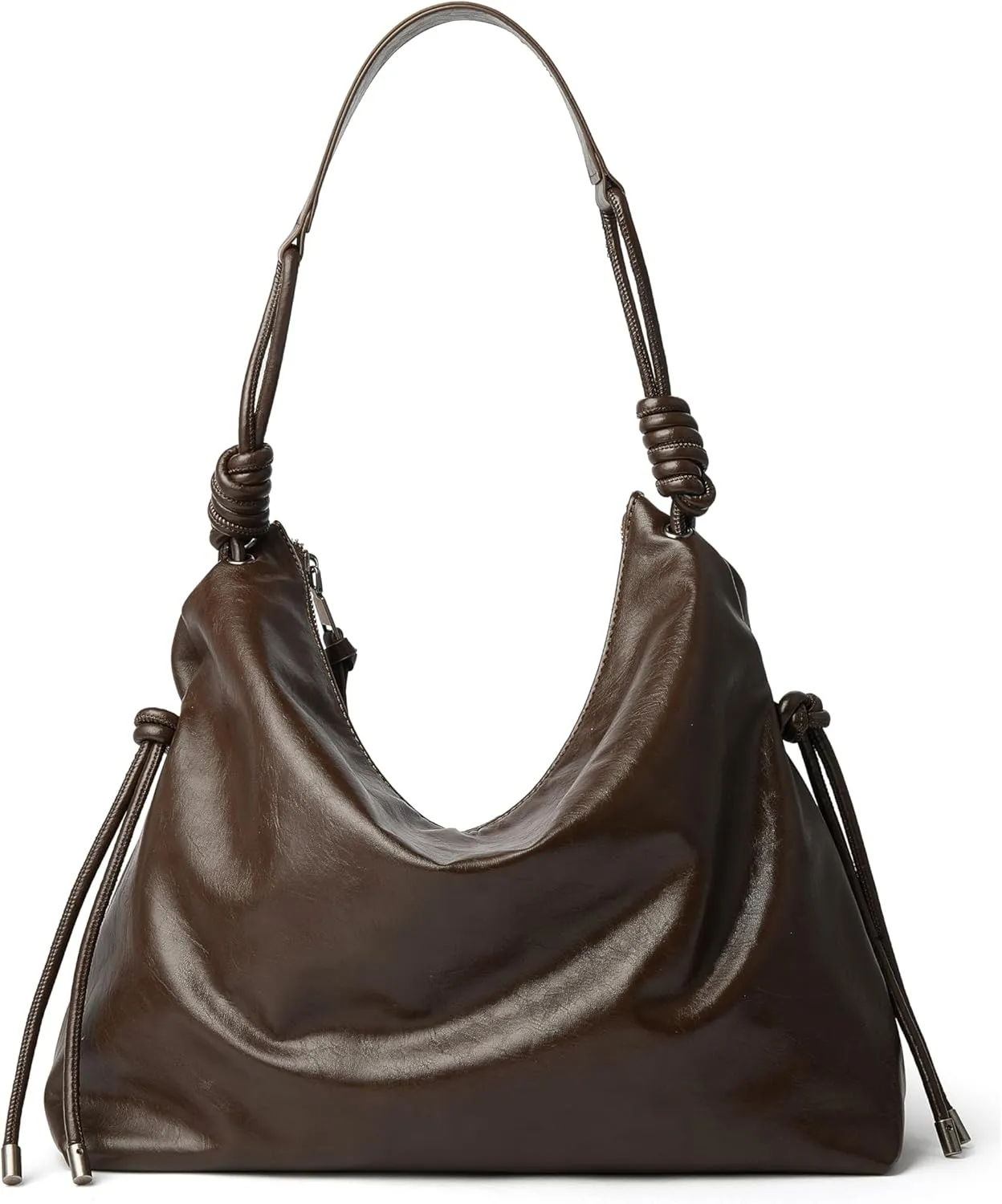 Soft Hobo Bag for Women Large Capacity Travel Designer Shoulder Purse with Knotted Adjustable Strap
