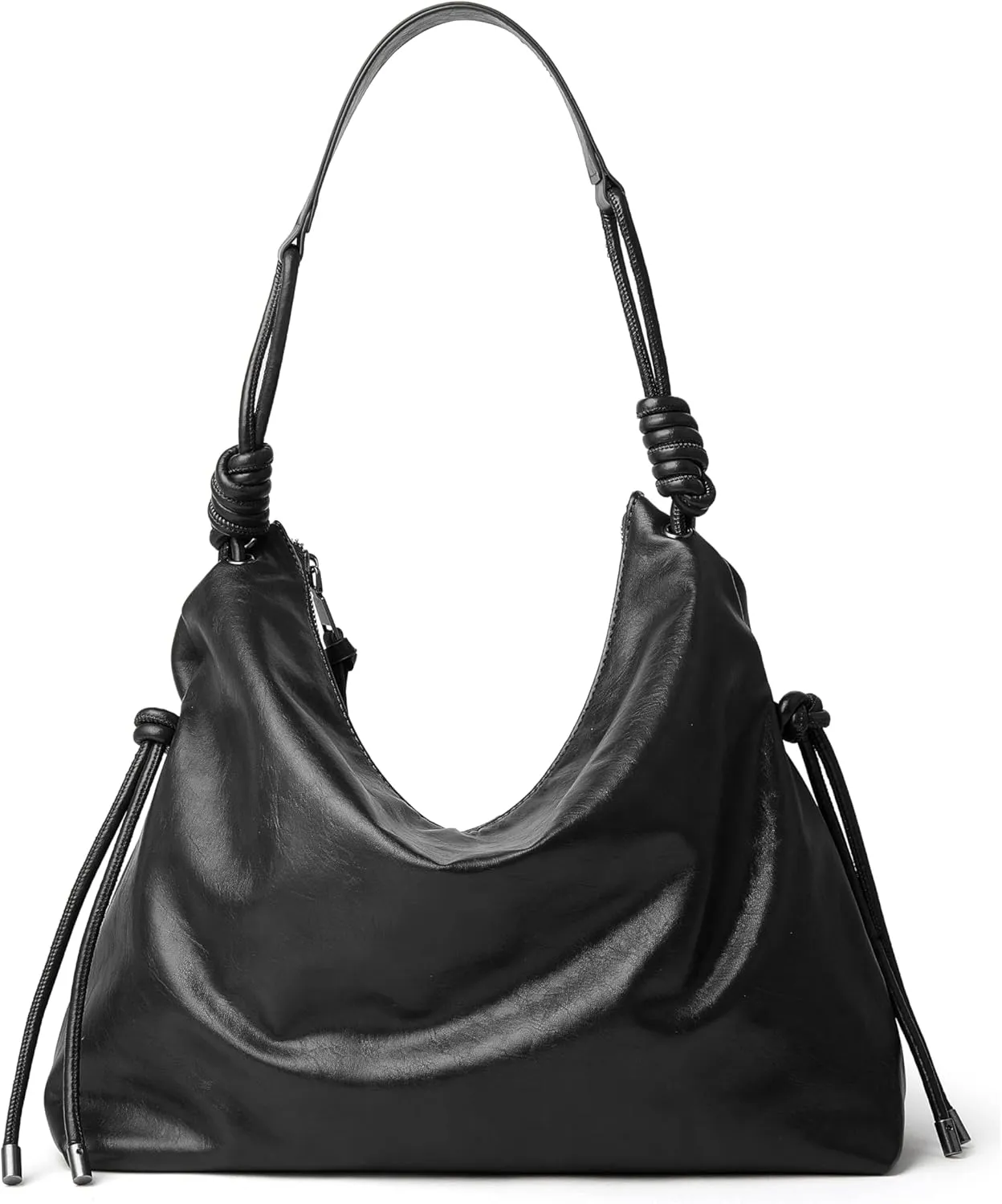 Soft Hobo Bag for Women Large Capacity Travel Designer Shoulder Purse with Knotted Adjustable Strap