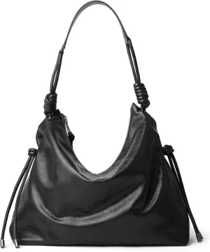 Soft Hobo Bag for Women Large Capacity Travel Designer Shoulder Purse with Knotted Adjustable Strap