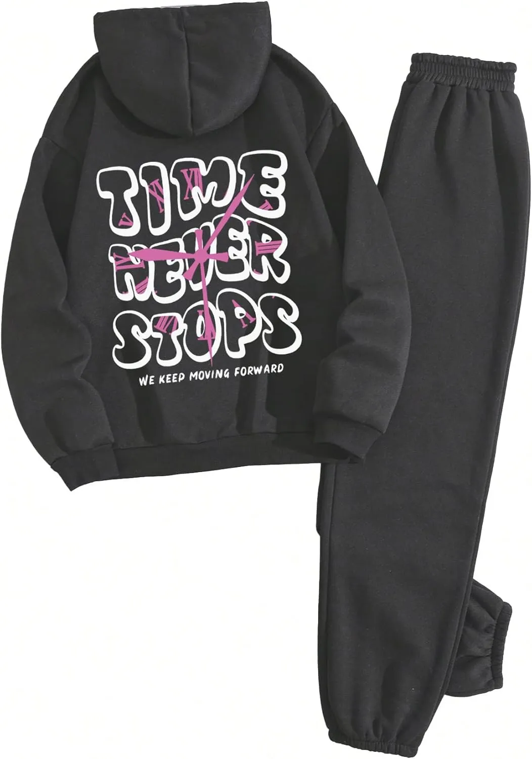 SOLY HUX Women's 2 Piece Outfits Letter Graphic Drawstring Long Sleeve Hoodies Sweatshirt and Sweatpants Set