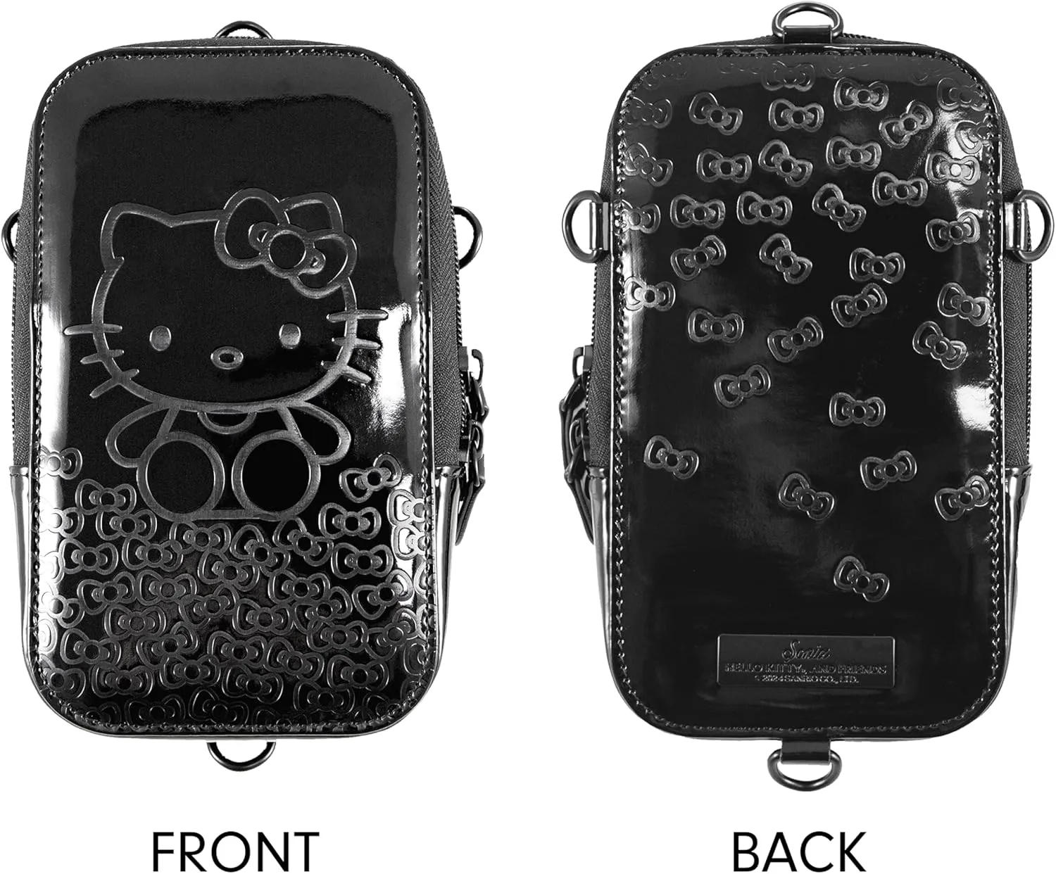 Sonix x Sanrio Universal Phone Pouch | Crossbody Bag for Cell Phone, 3-in-1 Phone Purse | Hello Kitty Black Bows | Vegan Patent Leather - Shiny Glossy Finish