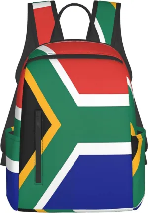 South African Flag Casual Laptop Backpack Travel Rucksack Sports Daypack Adjustable Strap Bags with Multi-Pockets for Working Running Camping