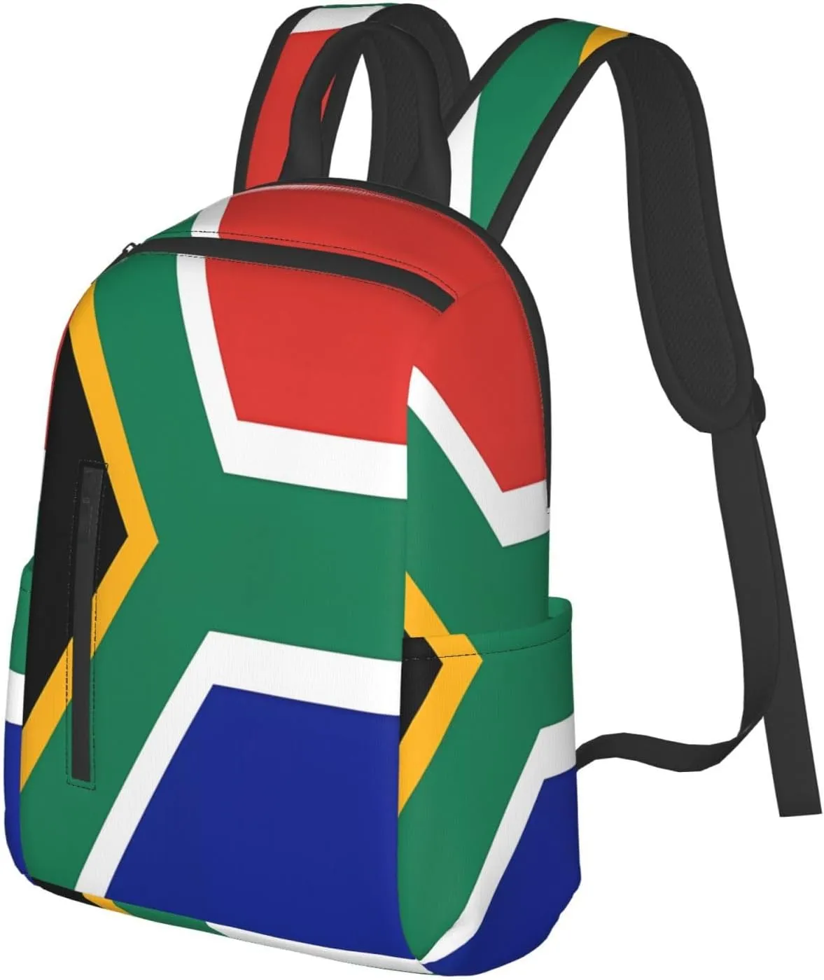 South African Flag Casual Laptop Backpack Travel Rucksack Sports Daypack Adjustable Strap Bags with Multi-Pockets for Working Running Camping
