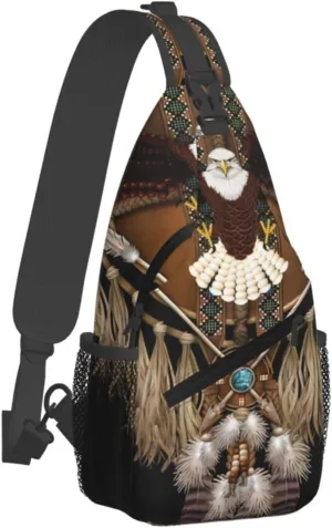 Southwest Native American Indian Aztec Beaded Owlcrossbody Bag, Adjustable Shoulder Strap Chest Bag, Sports Travel, Running, Leisure Waist Bag