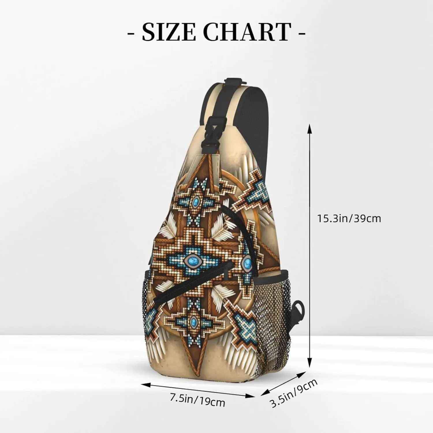 Southwest Native American Indian Aztec Beaded Owlcrossbody Bag, Adjustable Shoulder Strap Chest Bag, Sports Travel, Running, Leisure Waist Bag