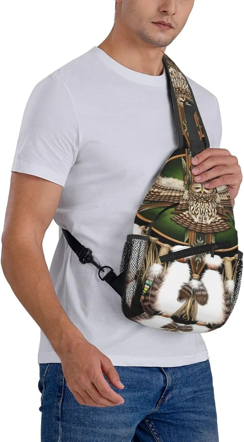 Southwest Native American Indian Aztec Beaded Owlcrossbody Bag, Adjustable Shoulder Strap Chest Bag, Sports Travel, Running, Leisure Waist Bag