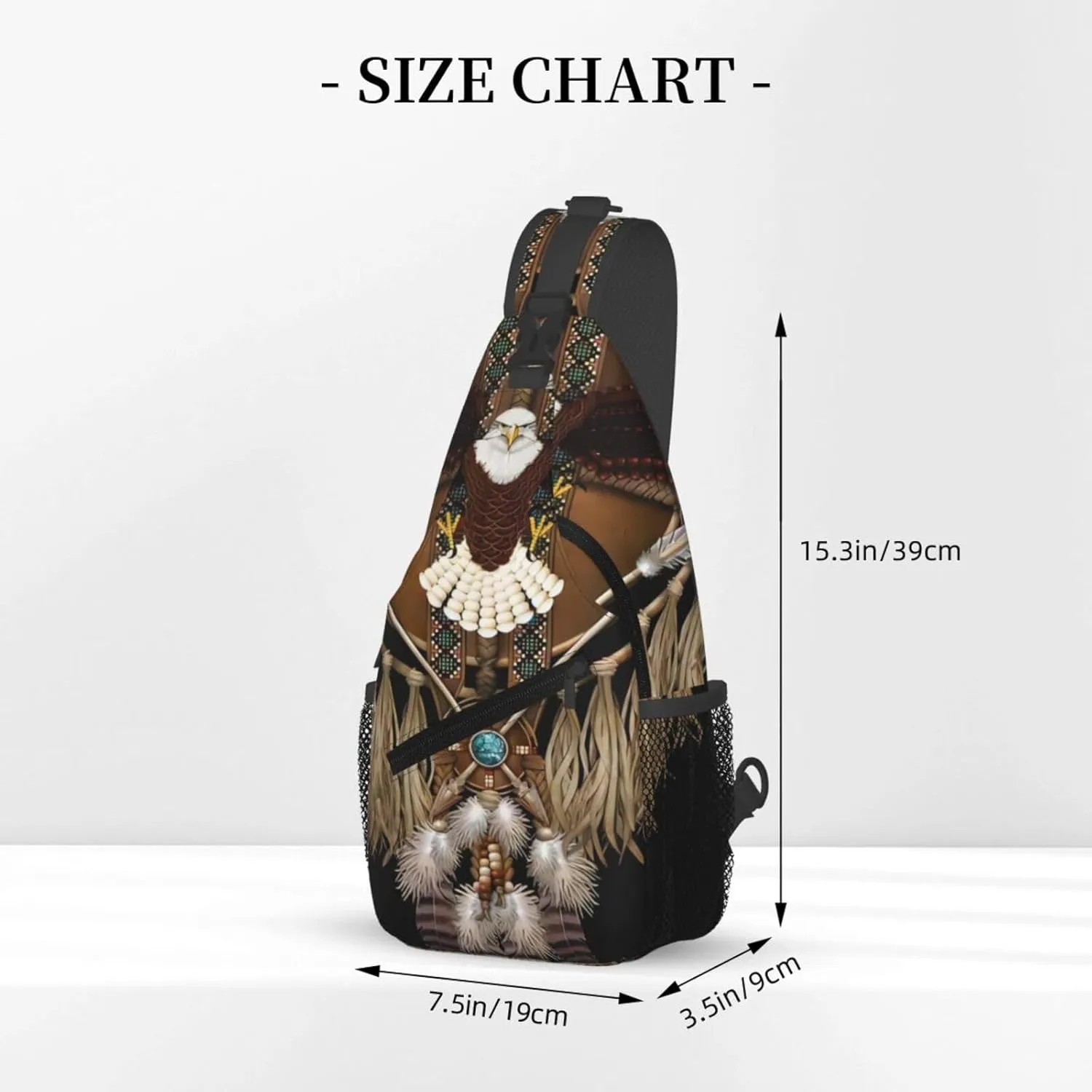 Southwest Native American Indian Aztec Beaded Owlcrossbody Bag, Adjustable Shoulder Strap Chest Bag, Sports Travel, Running, Leisure Waist Bag