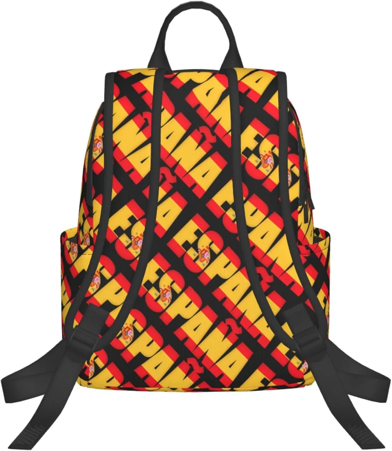 Spain Spanish Espana Flag Casual Laptop Backpack Travel Rucksack Sports Daypack Adjustable Strap Bags with Multi-Pockets for Working Running Camping