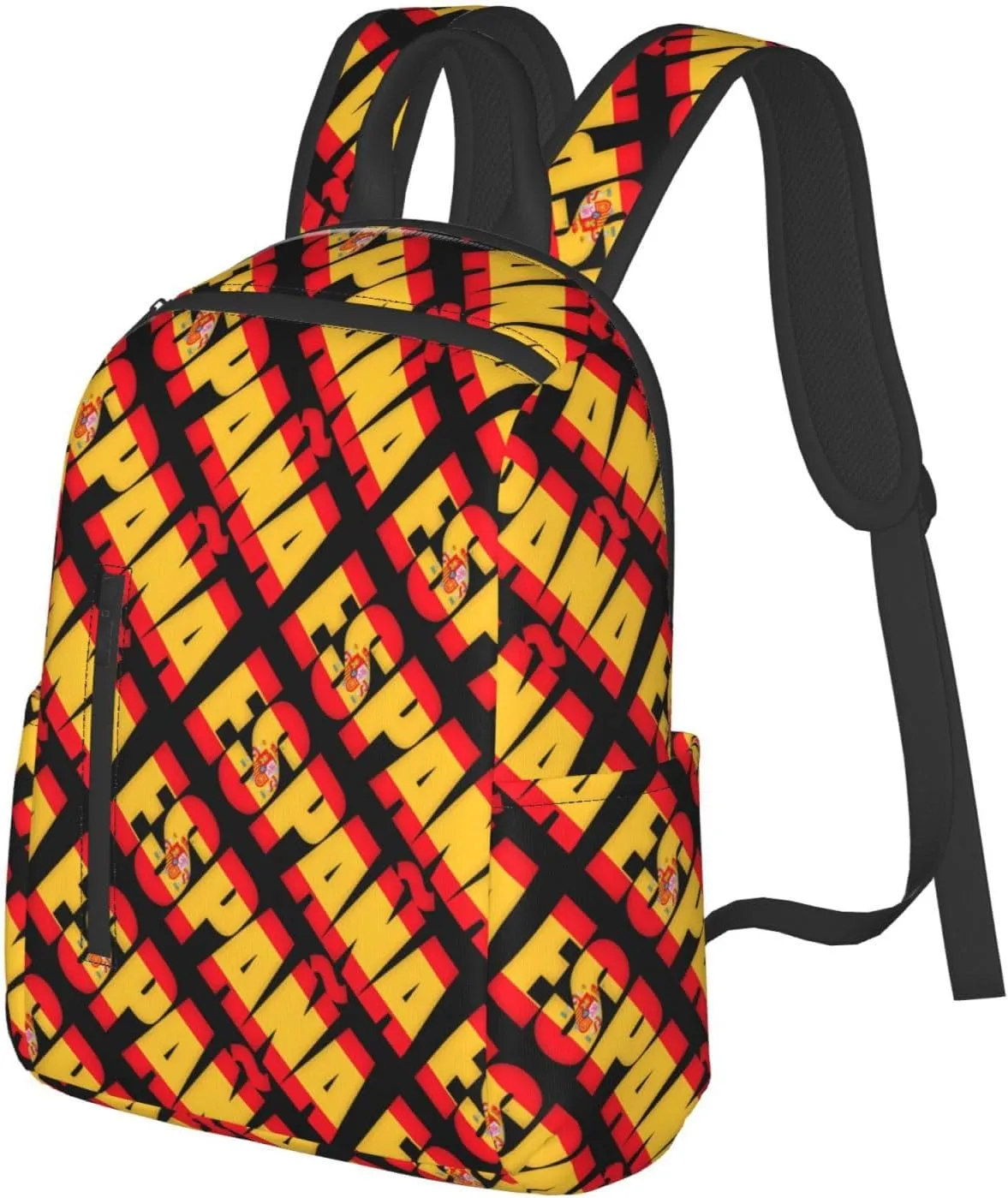 Spain Spanish Espana Flag Casual Laptop Backpack Travel Rucksack Sports Daypack Adjustable Strap Bags with Multi-Pockets for Working Running Camping