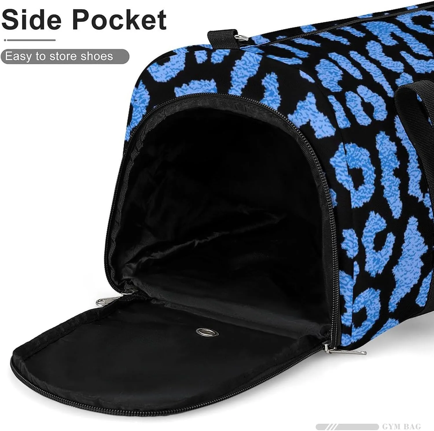 Sport Gym Duffel with Shoe Compartment Wet Pocket, Animal-prints-metallic-blue1 Shoulder Travel Bag for Women Men