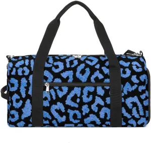 Sport Gym Duffel with Shoe Compartment Wet Pocket, Animal-prints-metallic-blue1 Shoulder Travel Bag for Women Men
