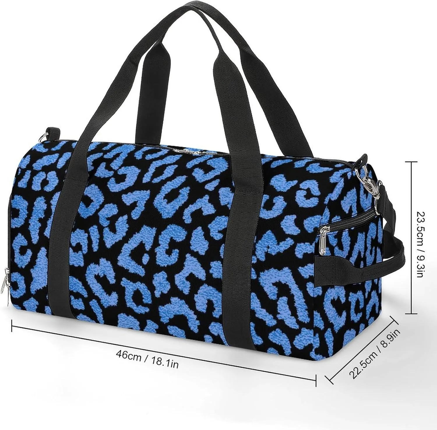 Sport Gym Duffel with Shoe Compartment Wet Pocket, Animal-prints-metallic-blue1 Shoulder Travel Bag for Women Men