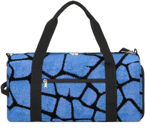 Sport Gym Duffel with Shoe Compartment Wet Pocket, Animal-prints-metallic-blue2 Shoulder Travel Bag for Women Men