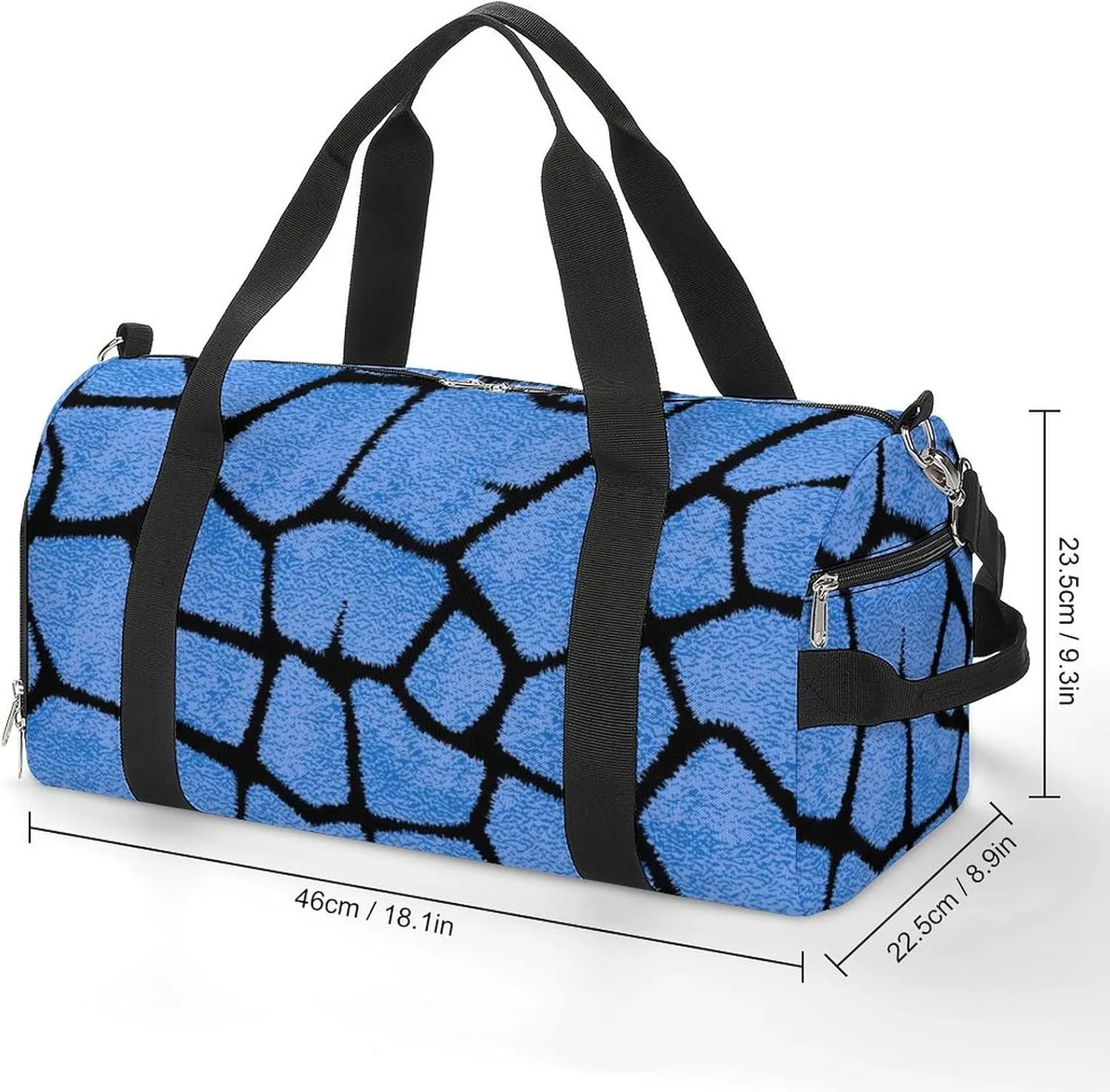 Sport Gym Duffel with Shoe Compartment Wet Pocket, Animal-prints-metallic-blue2 Shoulder Travel Bag for Women Men