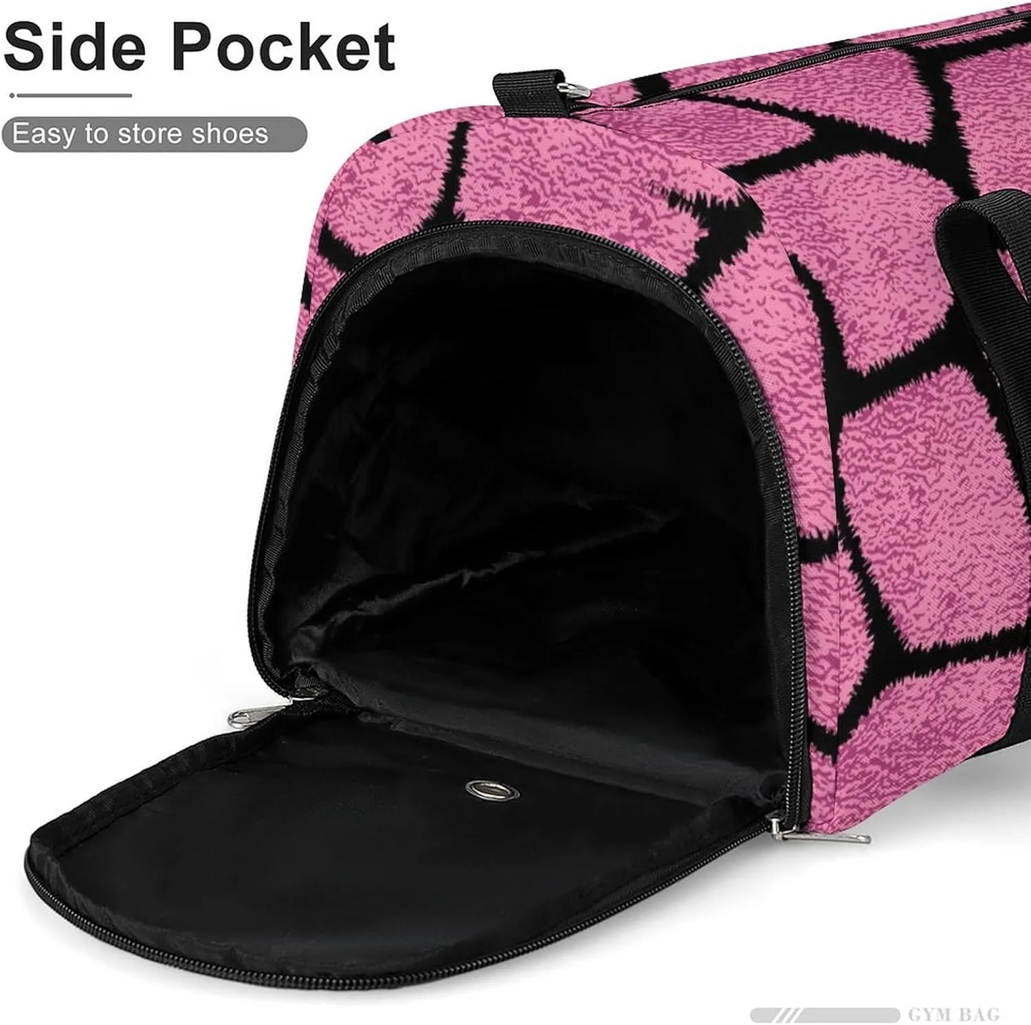 Sport Gym Duffel with Shoe Compartment Wet Pocket, Animal-prints-metallic-pink1 Shoulder Travel Bag for Women Men