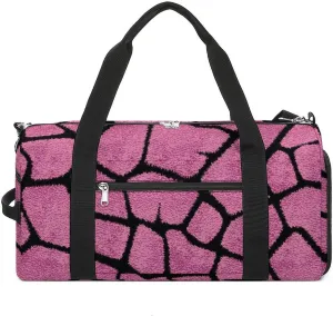 Sport Gym Duffel with Shoe Compartment Wet Pocket, Animal-prints-metallic-pink1 Shoulder Travel Bag for Women Men