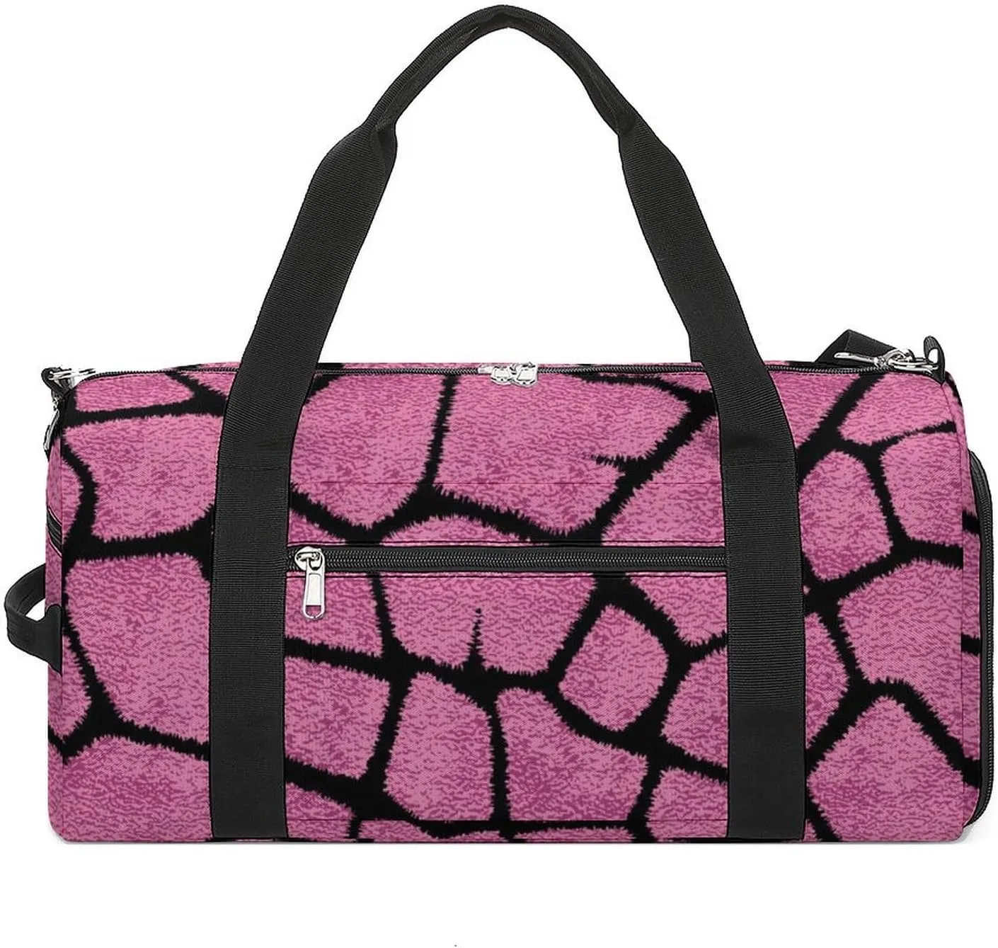 Sport Gym Duffel with Shoe Compartment Wet Pocket, Animal-prints-metallic-pink1 Shoulder Travel Bag for Women Men