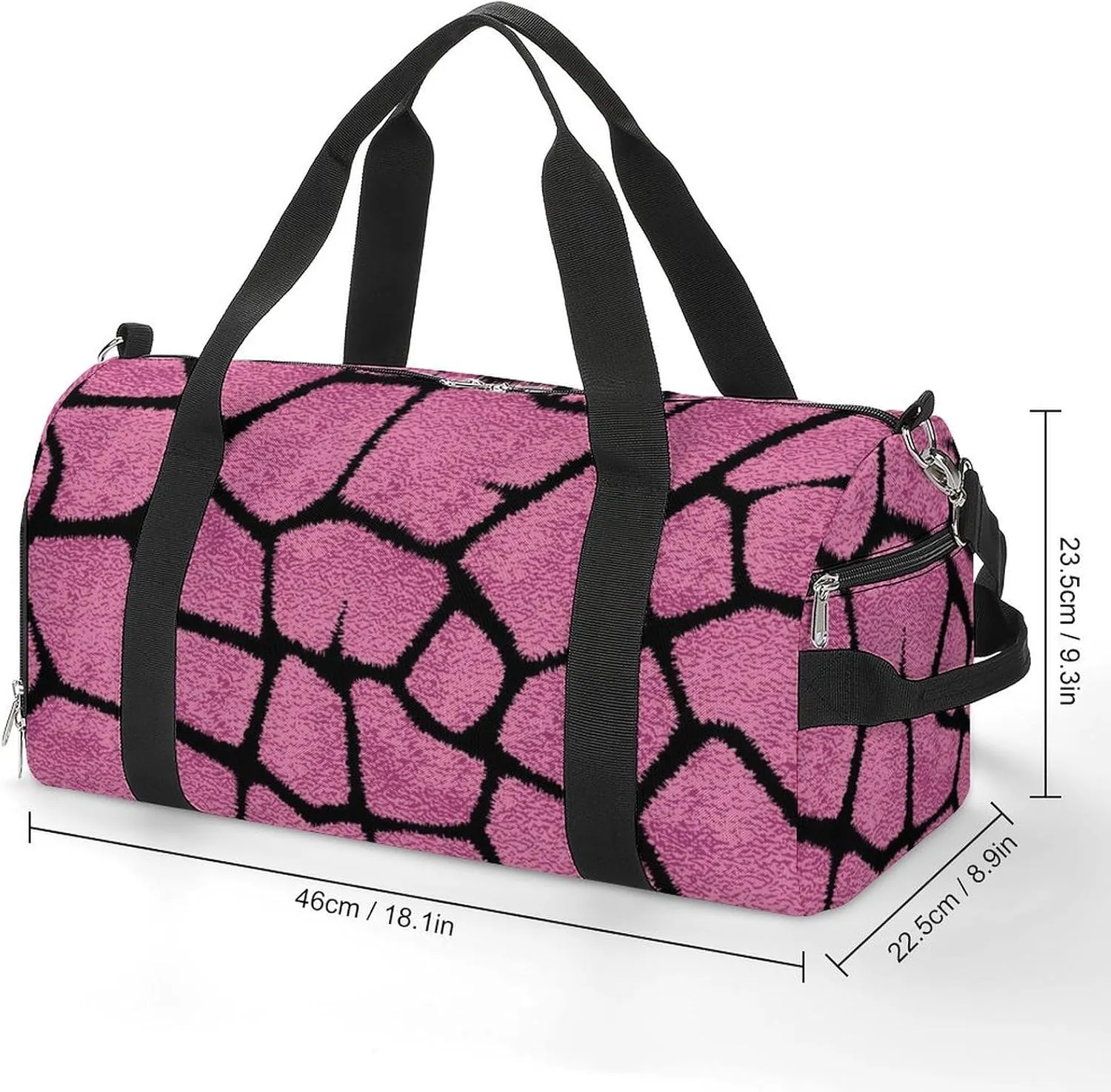 Sport Gym Duffel with Shoe Compartment Wet Pocket, Animal-prints-metallic-pink1 Shoulder Travel Bag for Women Men
