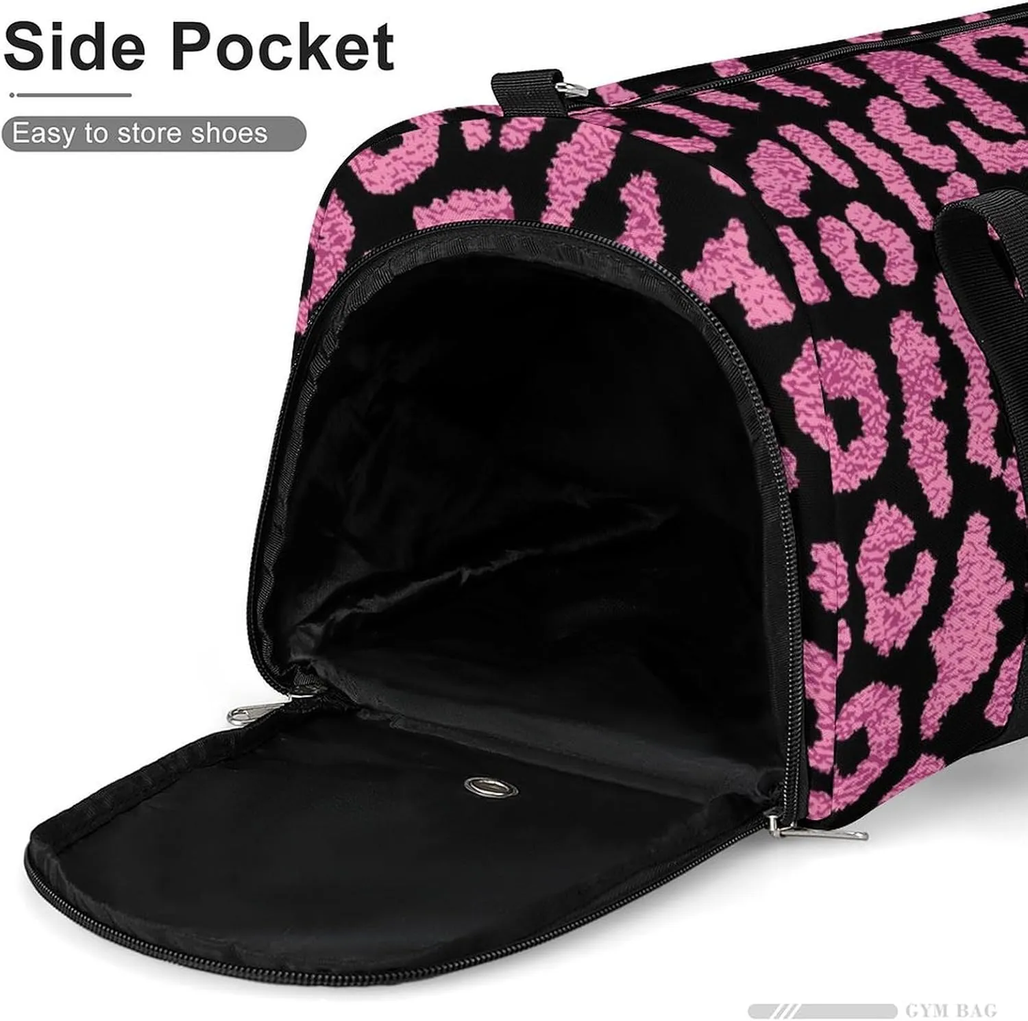 Sport Gym Duffel with Shoe Compartment Wet Pocket, Animal-prints-metallic-pink3 Shoulder Travel Bag for Women Men, style-1