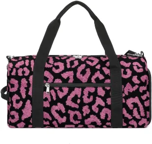 Sport Gym Duffel with Shoe Compartment Wet Pocket, Animal-prints-metallic-pink3 Shoulder Travel Bag for Women Men, style-1