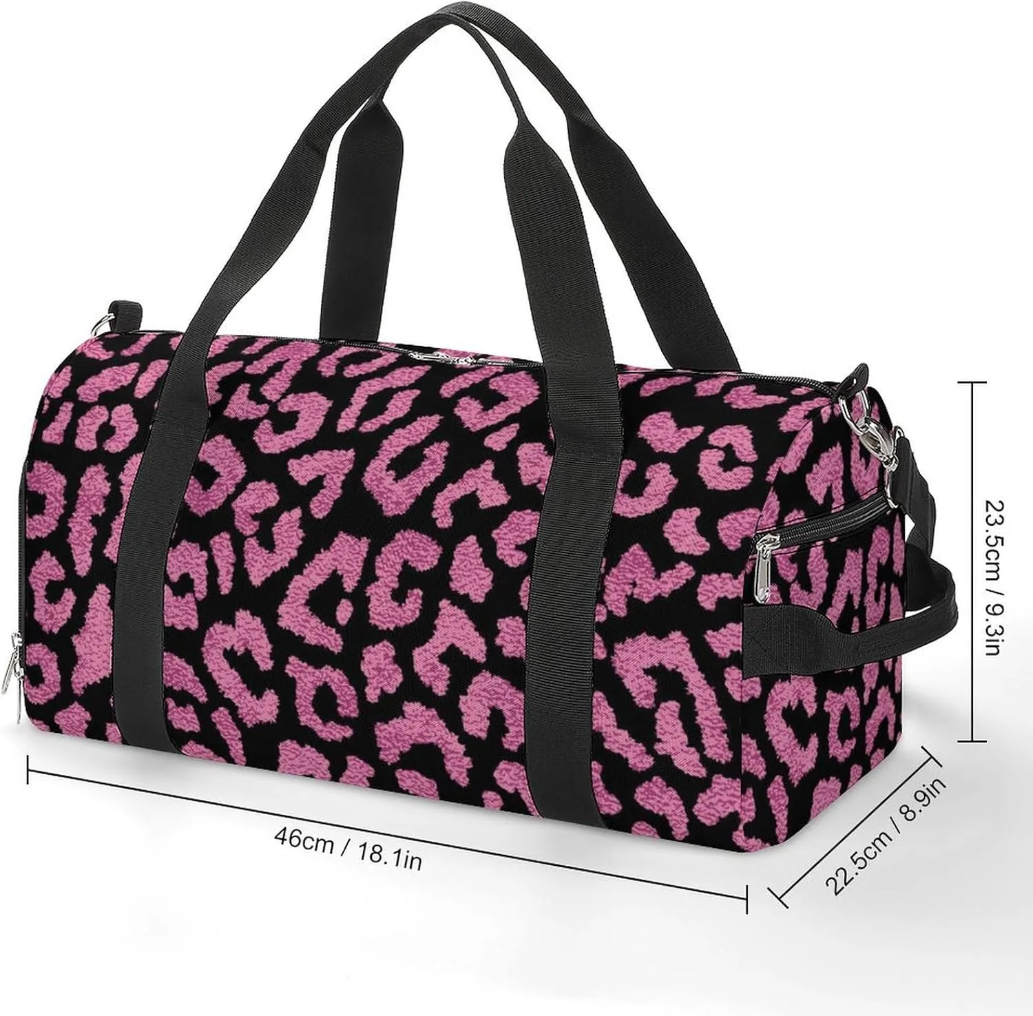 Sport Gym Duffel with Shoe Compartment Wet Pocket, Animal-prints-metallic-pink3 Shoulder Travel Bag for Women Men, style-1