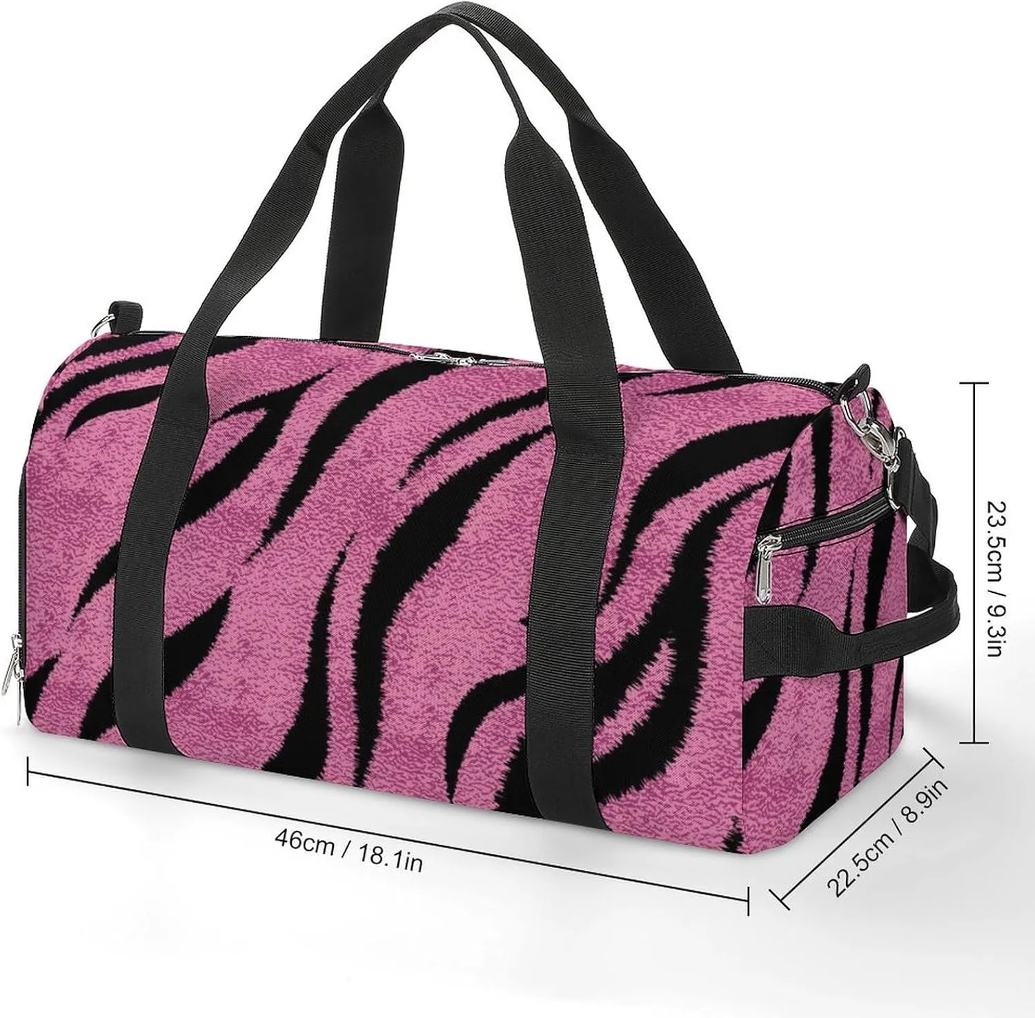 Sport Gym Duffel with Shoe Compartment Wet Pocket, Animal-prints-metallic-pink4 Shoulder Travel Bag for Women Men