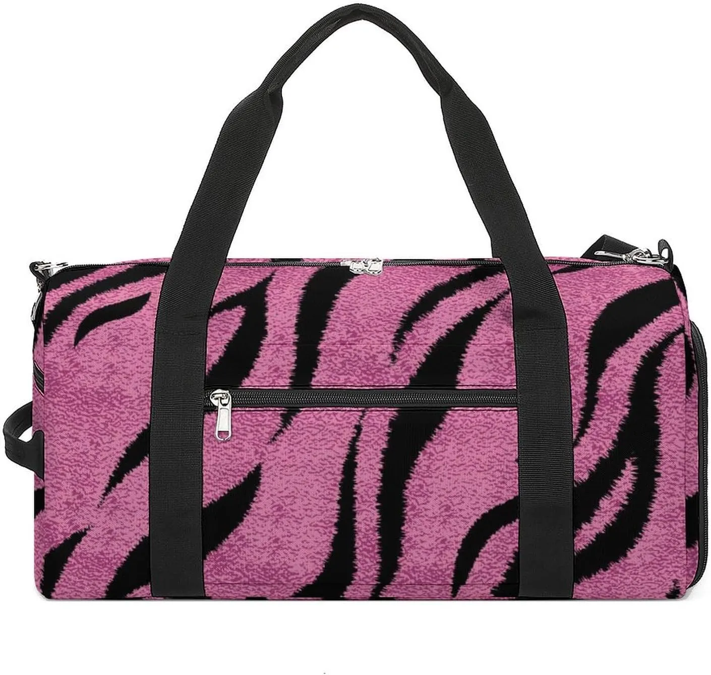 Sport Gym Duffel with Shoe Compartment Wet Pocket, Animal-prints-metallic-pink4 Shoulder Travel Bag for Women Men