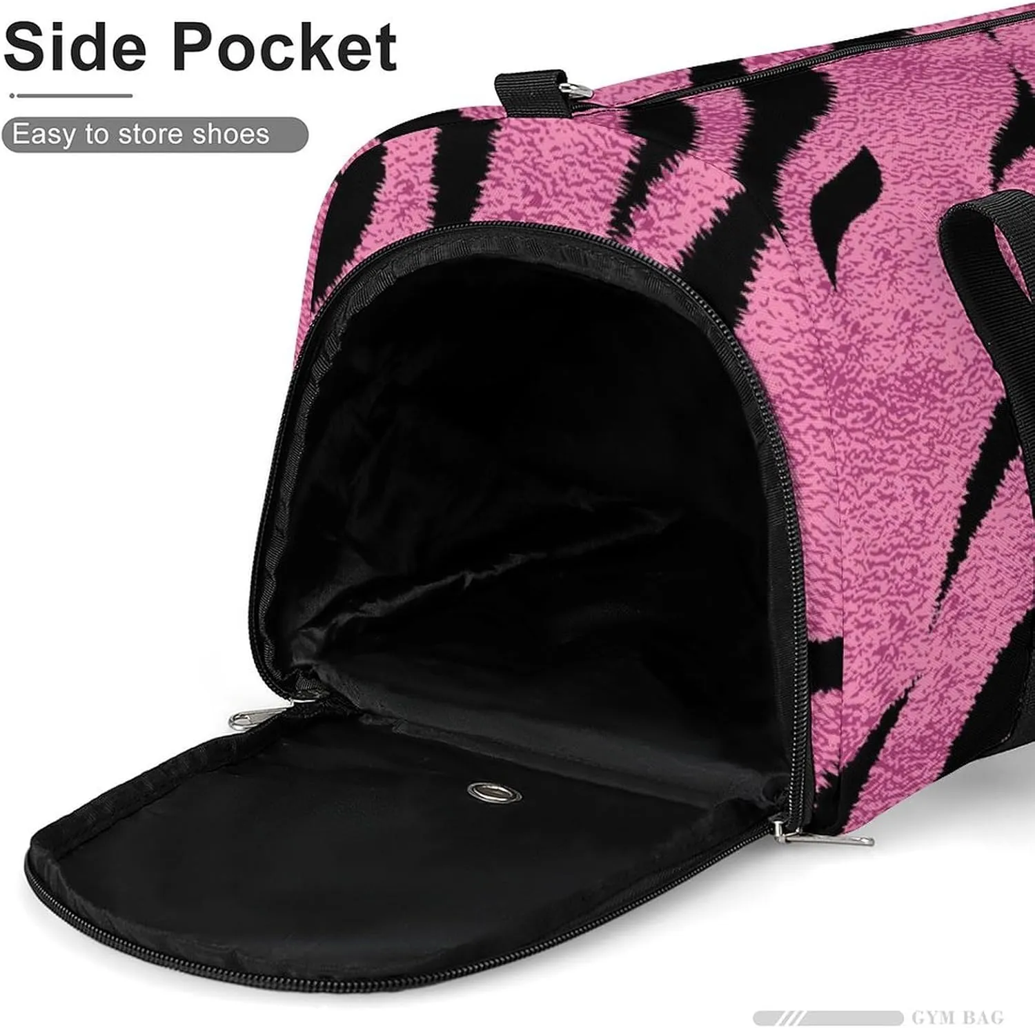 Sport Gym Duffel with Shoe Compartment Wet Pocket, Animal-prints-metallic-pink4 Shoulder Travel Bag for Women Men