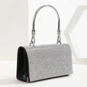 Square Handle Rhinestone Evening Party Clutch Bag