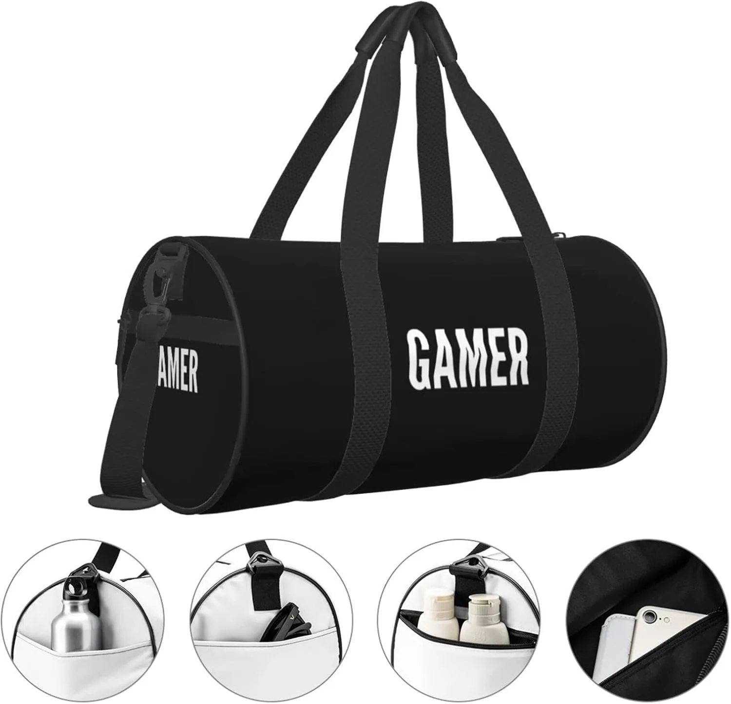Statement Gamer Travel Luggage Duffel Bag Sports Rolling Foldable Duffel Bag, Black