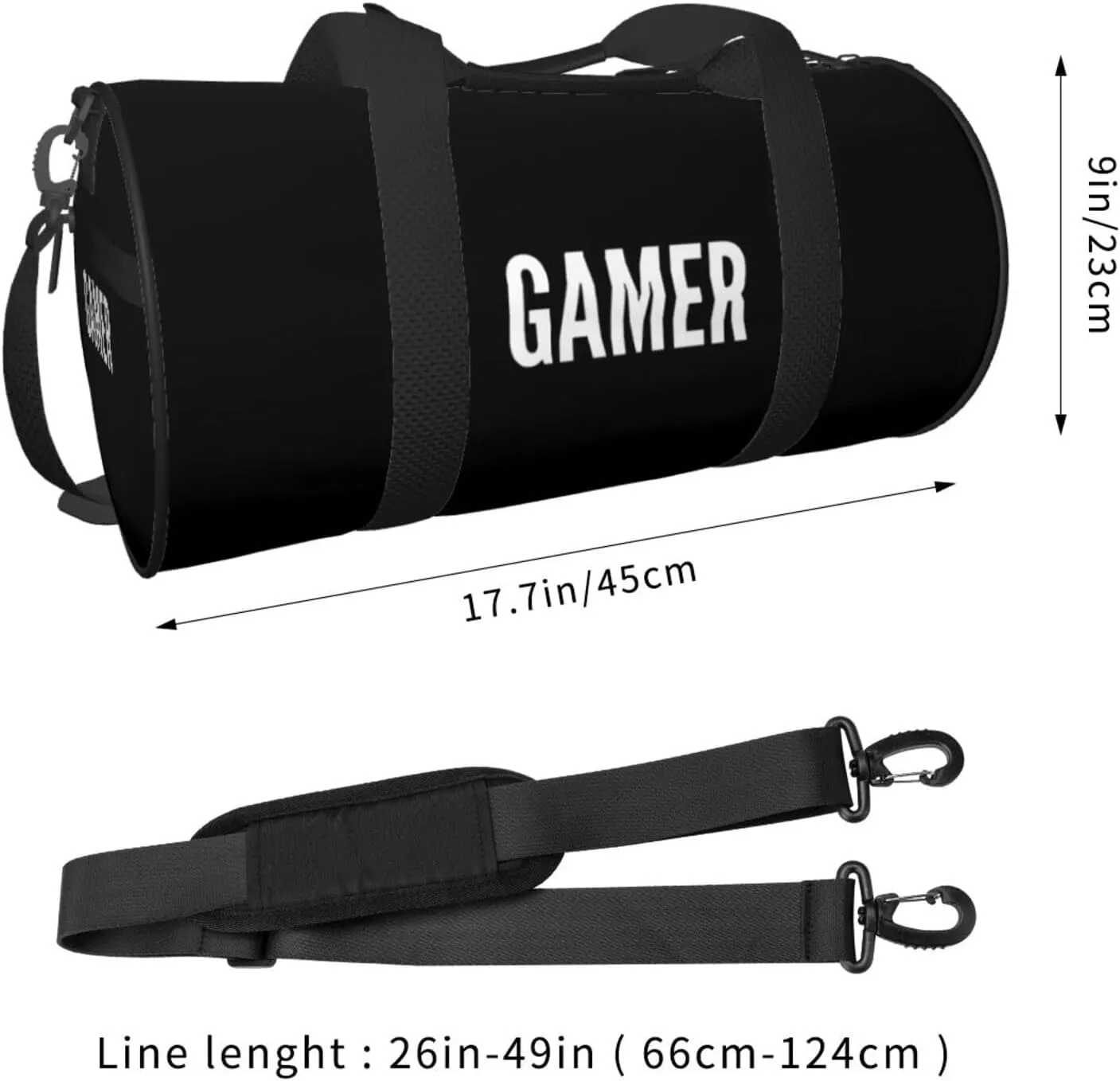 Statement Gamer Travel Luggage Duffel Bag Sports Rolling Foldable Duffel Bag, Black