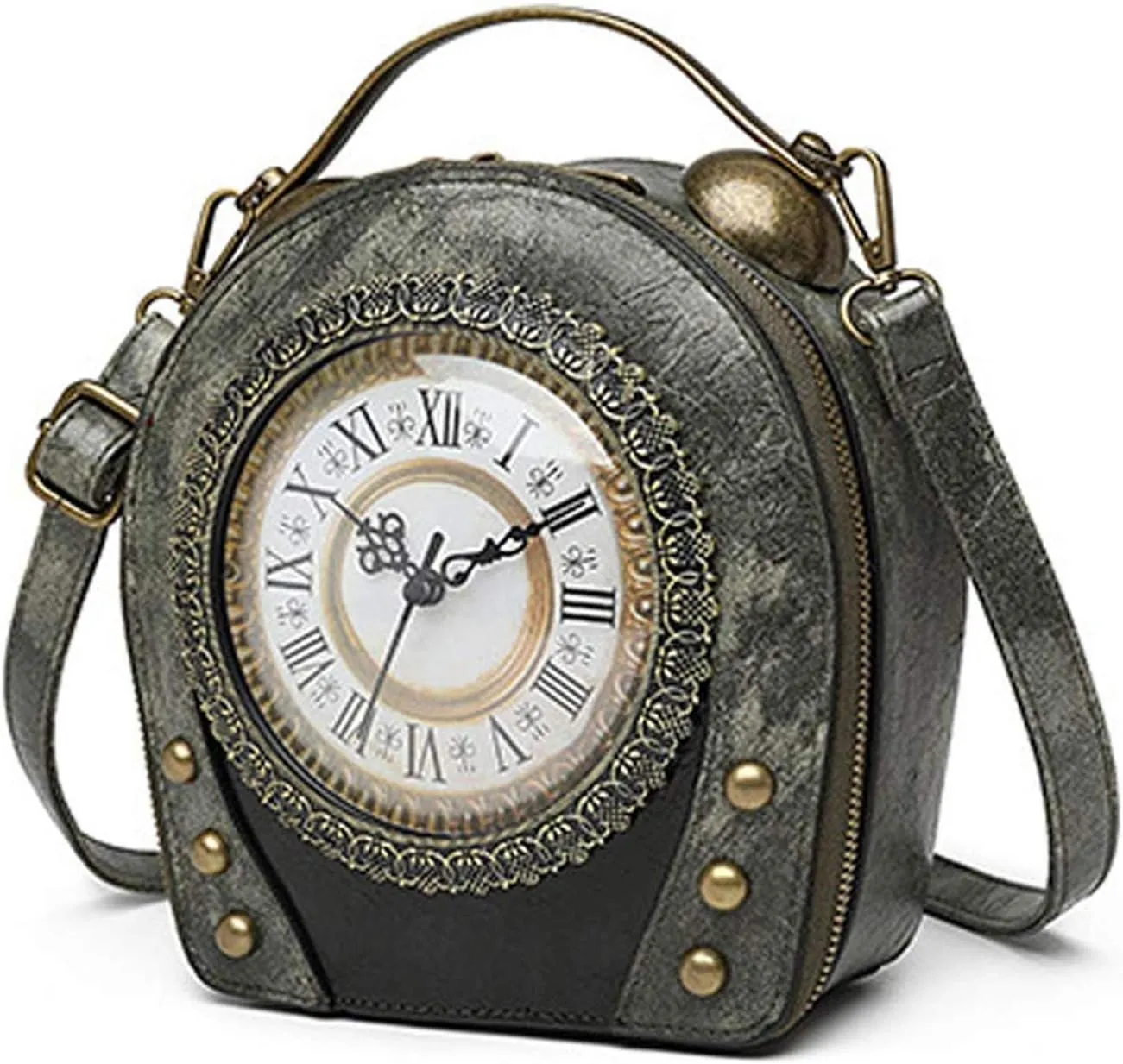 SteamPunk Handbags Women Real Working Clock Antique Shoulder Bag Pu Leather Retro Vintage Evening Cross Body Messenger Bag