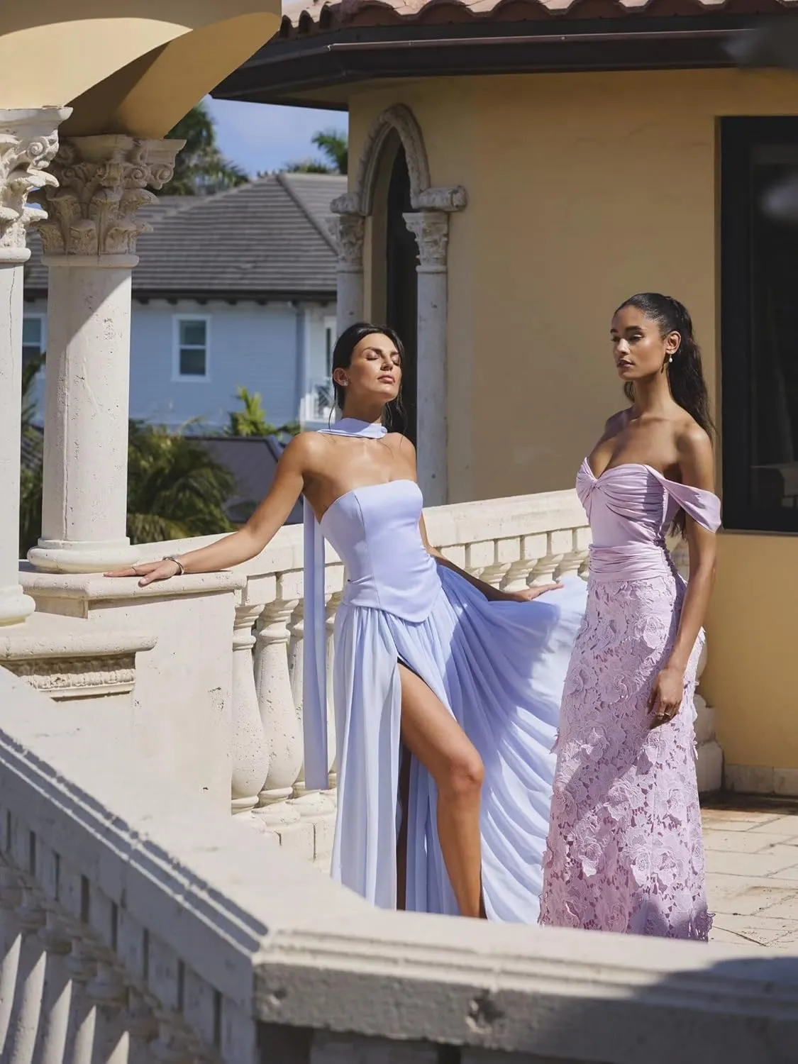 Strapless Chiffon Bridesmaid Dresses Long with Scarf 2025 Satin Pleated Prom Dress with Slit RO309